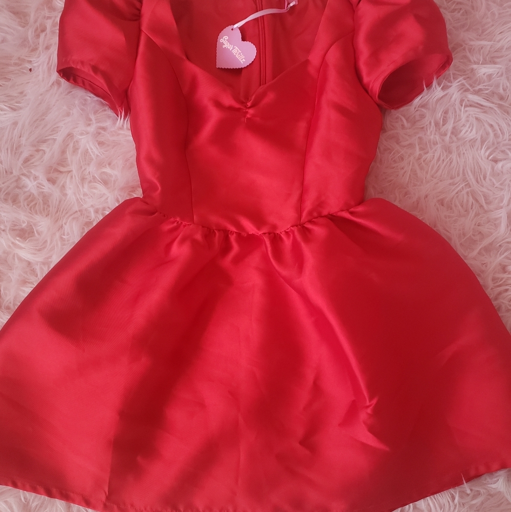 Sugar Thrillz Red Satin Dress M